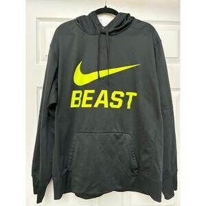 Nike Men’s Therma-Fit Hoodie XXL Black Yellow BEAST Logo Athletic Sweatshirt